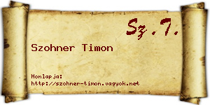 Szohner Timon névjegykártya